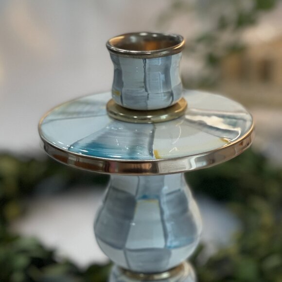 Sterling Check Enamel Candlestick -NEW - Picture 5 of 16